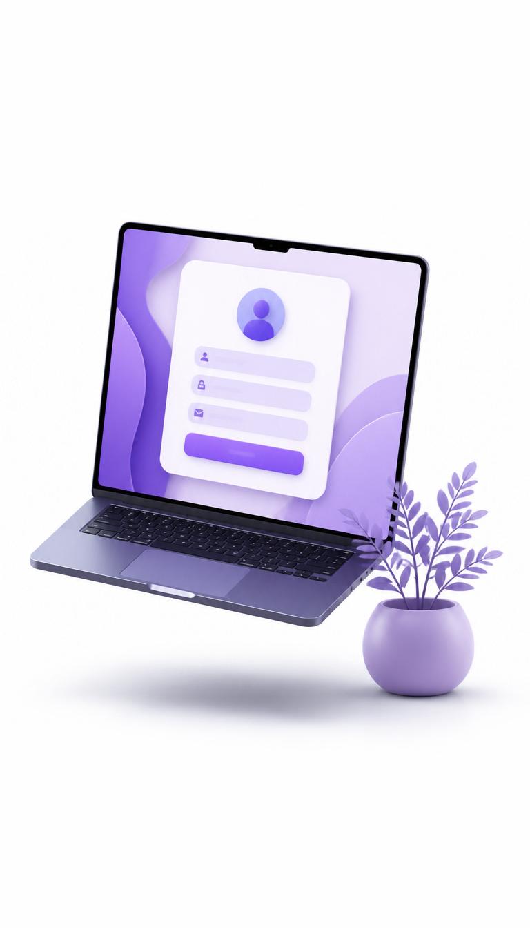 Schritt 1: Laptop mit geöffnetem Registrierungsformular